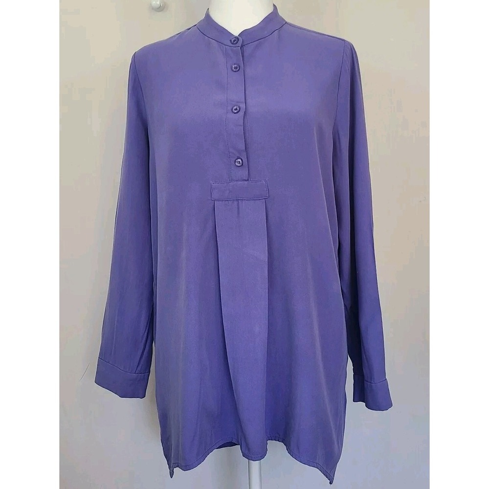 Soft Surroundings sz. PS purple tunic 100% Modal long sleeve  1/2 button front